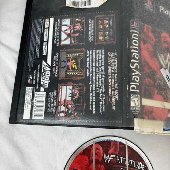 WWF WF Attitude (Sony PlayStation 1, 1999) PS1 Disc Only Blockbuster Case Insert - Picture 4 of 7